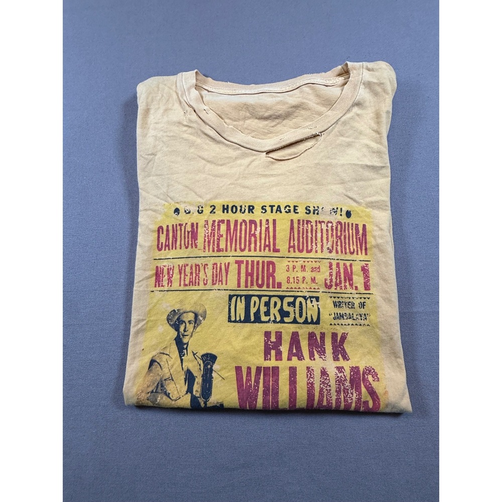 VTG Hank Williams‎ In Person 1953 T Shirt Canton Memorial Auditorium  Distressed